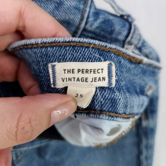 Madewell The Perfect Vintage Jean Straight Leg Crop Womens 25 Raw Hem Denim Boho - Picture 7 of 14